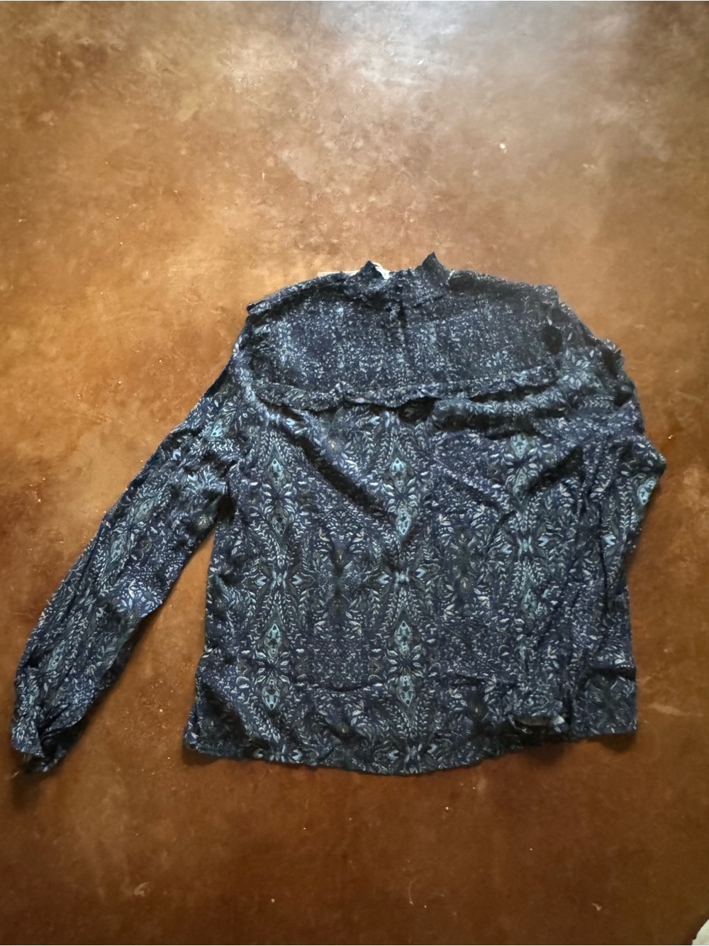 NWT Apricot Navy Patterned High-Neck Blouse - Picture 4 of 4